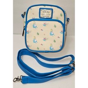 Loungefly Alice Print Cream and Blue Crossbody Bag
